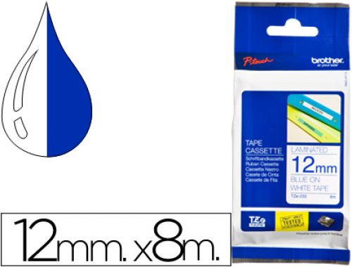 Fita brother tz-233 laminada branco-azul 12mm x 8m , Brother , 26813 , 4977766685276